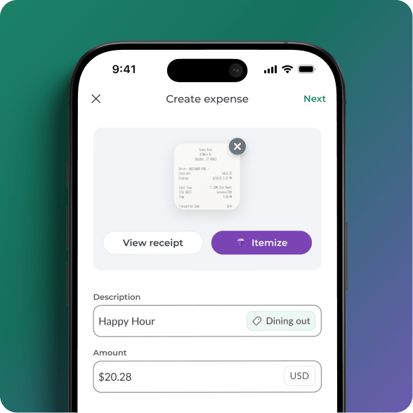 Add expenses in seconds